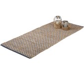 Relaxdays alfombra pasillo salón cocina con diseño geométrico, yute, marrón, 80 x 200 cm