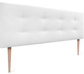 Dhome cabecero de cama acolchado capitoné 8cm de grosor. cabezal tapizado tela acualine con patas cabeceros de cama (blanco, 135cm)