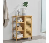Mueble de baño vetlanda con puerta y 3 estantes bambú 87 x 66 x 33 cm natural [en.casa]