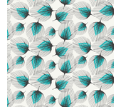 Papel pintado floral pluma azul