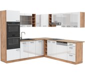 Vicco cocina esquinera r-line, blanco brillo intenso/roble dorado, 237 x 247 cm , et roble