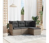 Set de sofás de jardín 4 piezas | conjunto de jardín de ocio | set de comedor de jardín y cojines ratán sintético gris cfw280648