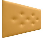 Dhome cabecero de polipiel con 3 hileras intercaladas de botones cabezal tapizado cama lujo (mostaza, 105cm)