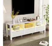Mueble tv con 3 cajones y 3 compartimentos - 152,5 x 39,5 x 50 cm - led - mdf y tableros de partículas - negro