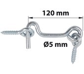 Alambre de gancho dia. 5 x l. 120mm con pitón, galvanizado blanco afbat