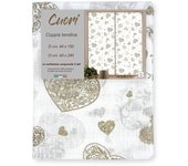 Par de cortinas de cristal corazón beige cm. 60 de la ventana y la puerta par (2 paños) cm. 60x240 milímetros