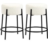 Taburetes de bar homcom acero, borreguito blanco 43x43x62 cm