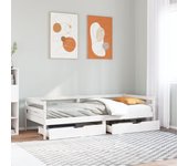 Vidaxl sofá cama con cajones madera maciza de pino blanco 90x200 cm
