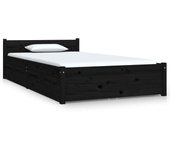 Estructura de cama con cajones negro 90x200 cm