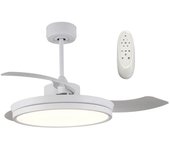 Ventilador de techo silencioso con aspas plegables y luz led 48w brando moderno en blanco ø106cm