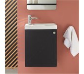 Meuble lave-mains ava noir + robinet chromé
