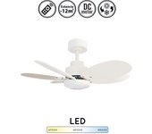 Ventilador de techo con luz silencioso dc con mando rainbow blanco 75 cm invierno-verano color luz regulable