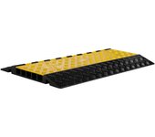 Wiltec rampa protectora para cables y mangueras 95 x 54 x 5,5 cm de caucho 5 canales con tapa, base antideslizante soporta hasta 30 t, ideal para t...