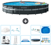 Paquete de piscina - intex - alrededor - 732x732x132 cm + accesorios a3007