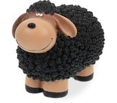 Relaxdays figura decorativa oveja, decoración terraza resistente, exterior, 16x21x12,5 cm, polirresina, marrón y negro