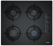Bosch pop6b6b10 cocina de gas - 4 chimeneas - 7400w - l56 x d48cm - revestimiento de vidrio templado - negro