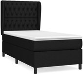 Cama somier tapizada con colchón de tela negra 90x190 cm
