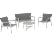Conjunto de muebles de jardín de 4 plazas en aluminio blanco