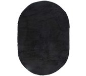 Alfombra peluda de pelo largo navarra negra 300x200cm poliéster