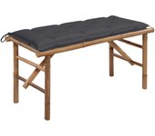 Vidaxl banco de jardín plegable con cojín bambú 118 cm