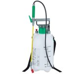 Relaxdays fumigadora pulverizador 5 litros, a presión, rociador jardín, manguera y lanza, 3 bar, 44cm, plástico, blanco