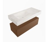 Mondiaz alan-dlux 100cm mueble de baño rust 1 cajón. con lavabo cloud izquierda sin orificios color ostra
