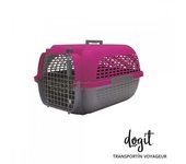 Transportin para perros dogit pet voyageur, med., fucsia/gris