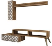 Mueble tv con estante planet blanco nogal