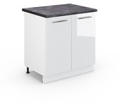 Vicco armario bajo para fregadero fame-line, blanco alto brillo, 80 cm , et antracita