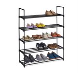 Relaxdays zapatero sistema de encaje, estantería metálica para zapatos, varios tamaños, estante de zapatos, negro