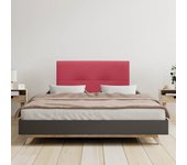 Dhome cabecero de lino natural con botones y patas de madera cabezal tapizado cama dormitorio moderno top trending (rojo, 90cm)