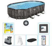 Paquete de piscina - bestway - oval - 610x366x122 cm + accesorios cb35