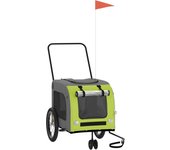 Remolque de bicicleta mascotas hierro tela oxford verde gris cfw61086