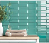 Mini brick ikon liso teal serie revestimiento porcelánico premium 5x15cm