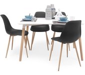 Conjunto de comedor cairo tower nordic mesa tower 120x80 cm y 4 sillas nordic - negro
