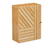 Relaxdays mueble de baño para pared con puerta de montaje variable, bambú, balda regulable, 55 x 40 x 20 cm, natural