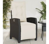 Vidaxl sillón reclinable de jardín con reposapiés ratán pe negro