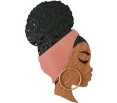 Origen home decor adorno pared perfil mujer placas metal | placa de metal naranja - 60x33x2cm