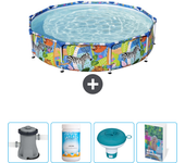 Paquete de piscina - bestway - alrededor - 305x305x66 cm + accesorios cb83