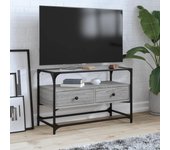 Mueble para tv sonoma de madera de ingeniería gris con tapa de cristal