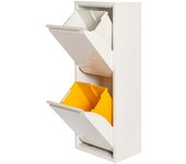 Wellhome cubo de basura y reciclaje metálico de 2 compartimentos de 17l cada uno - 34l blanco mate