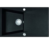 Fregadero de cocina de granito negro grenada, 1 cubeta con escurridor, 48x78