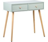 Mesa consola 2 cajón en madera verde