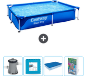 Paquete de piscina - bestway - rectángulo - 221x150x43 cm + accesorios cb87
