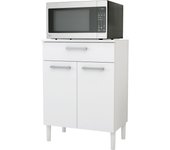 Buyqualia mueble auxiliar de cocina para microondas, aparador auxiliar en color blanco (alto 74cm / ancho 61 cm/fondo 39 cm)