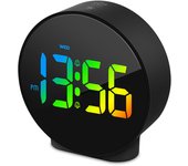 Reloj despertador digital pequeño noir-c-led con pantalla semanal,