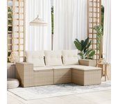 Juego de sofás jardín con cojines 4 piezas | conjunto de jardín de ocio | set de comedor de jardín ratán sintético beige cfw402190