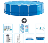 Paquete de piscina - intex - alrededor - 457x457x122 cm + accesorios cb46