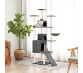 Rascador para gatos con postes de sisal gris oscuro 175 cm