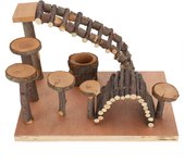 Juego de juguetes para actividades de animales pequeños, escalera para escalar para mascotas pequeñas, parque infantil para hámster, madera de manzano
